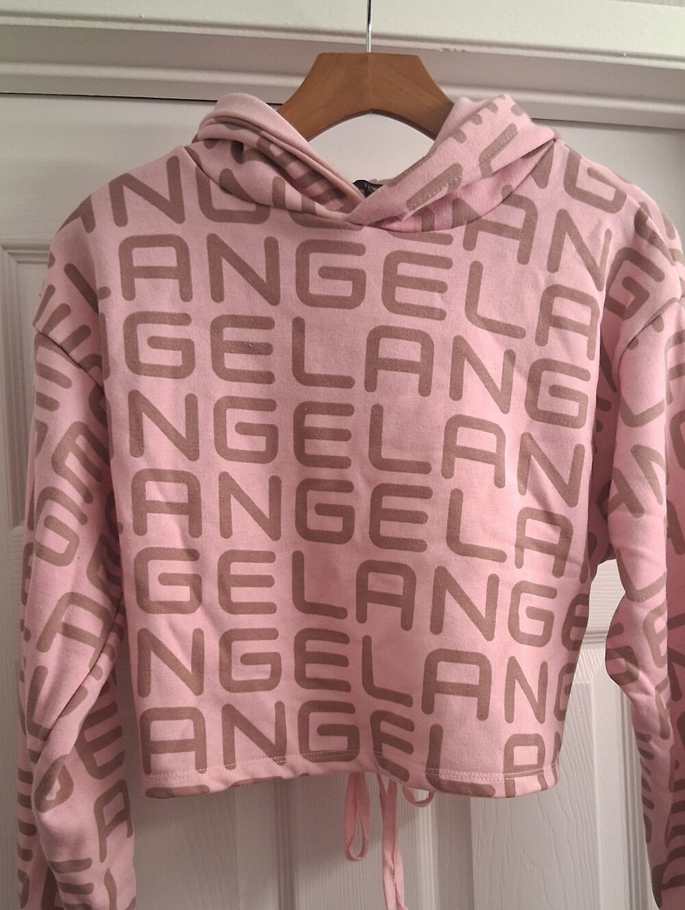 Forever 21 Pink Angel Cropped Hoodie